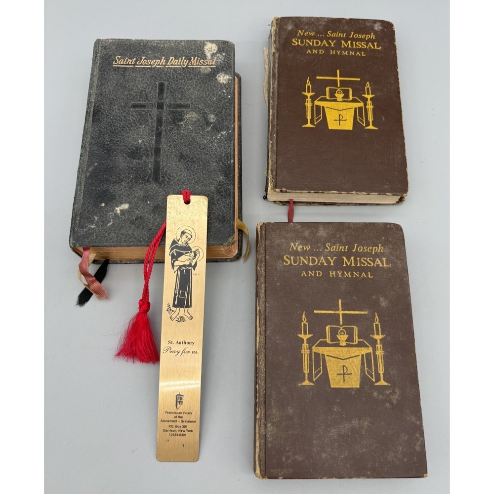 Book Lot of 3 St. Joseph Daily Missal, Sunday Missal, & St. Anthony Bookmark